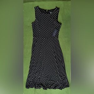 💐 Perfect for a garden party! Black and White Polka Dot Midi Dress. Women size 2